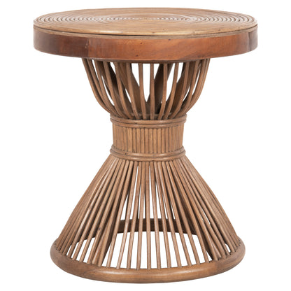 Side Table Round Circe Hm9869 Natural Rattan In Brown Color Φ40x45,5hcm.