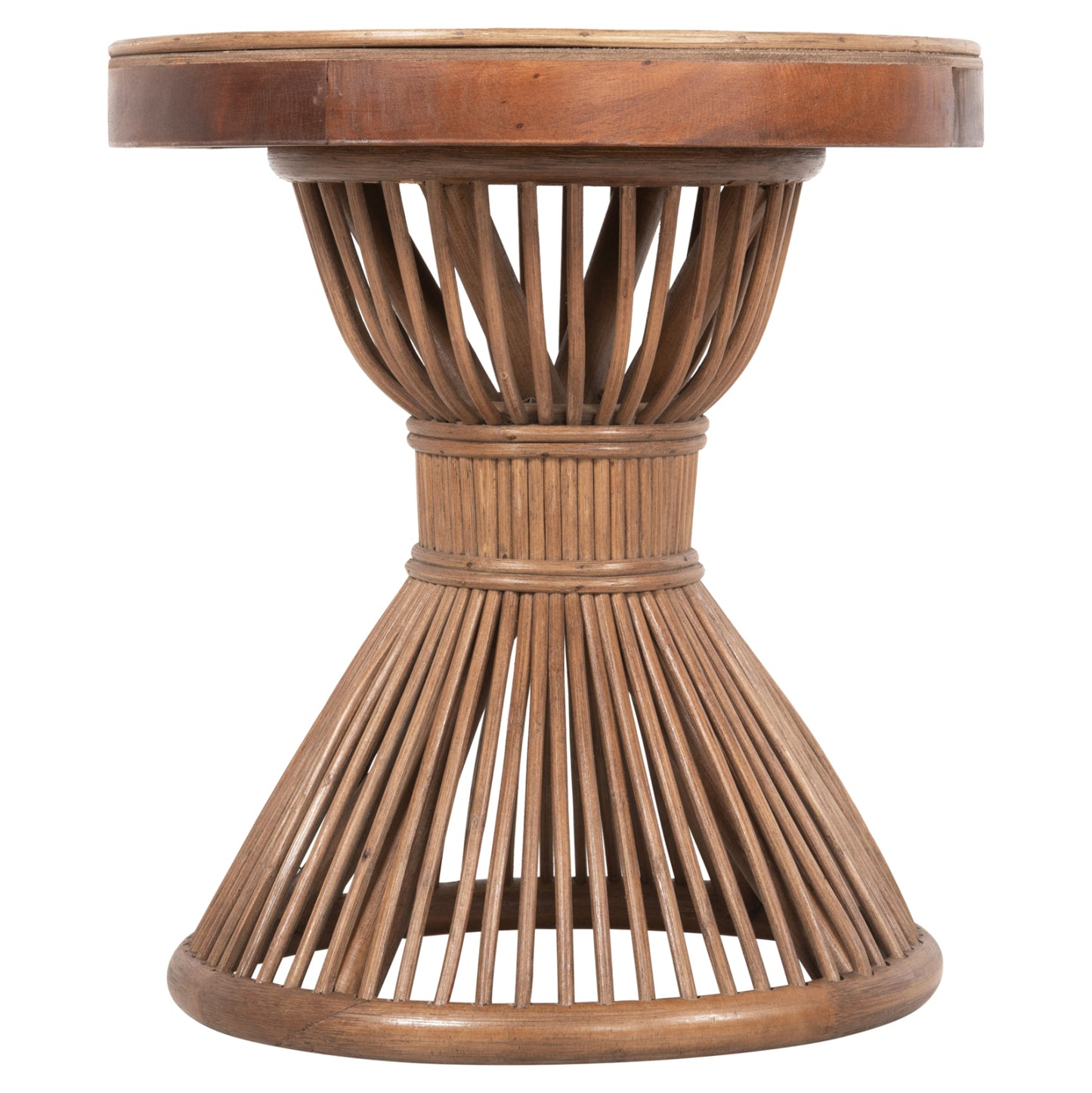 Side Table Round Circe Hm9869 Natural Rattan In Brown Color Φ40x45,5hcm.