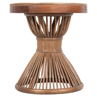 Side Table Round Circe Hm9869 Natural Rattan In Brown Color Φ40x45,5hcm.