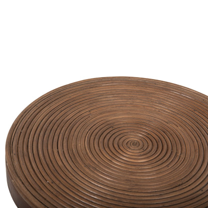 Side Table Round Circe Hm9869 Natural Rattan In Brown Color Φ40x45,5hcm.
