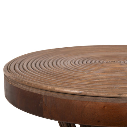 Side Table Round Circe Hm9869 Natural Rattan In Brown Color Φ40x45,5hcm.