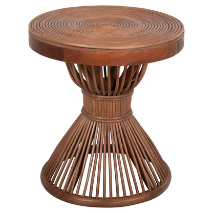 Side Table Round Circe Hm9869 Natural Rattan In Brown Color Φ40x45,5hcm.