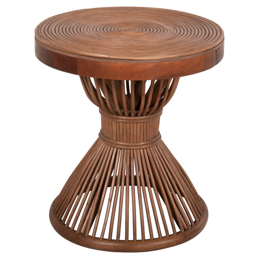 Side Table Round Circe Hm9869 Natural Rattan In Brown Color Φ40x45,5hcm.
