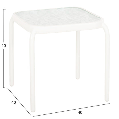 Outdoor Side Table Square Dido Hm5975.02 Metal In White-glass 40x40x40hcm.