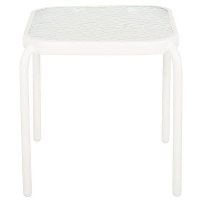 Outdoor Side Table Square Dido Hm5975.02 Metal In White-glass 40x40x40hcm.