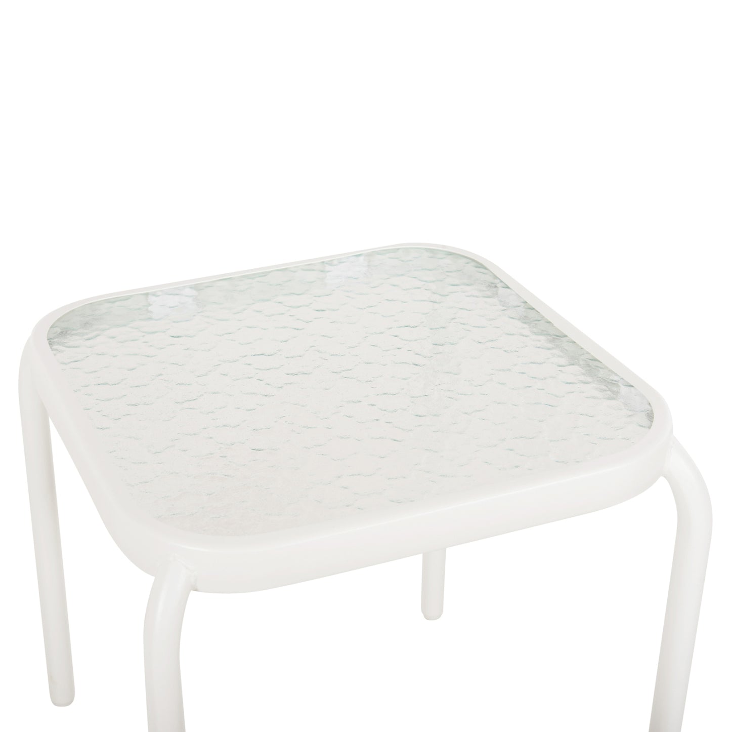 Outdoor Side Table Square Dido Hm5975.02 Metal In White-glass 40x40x40hcm.