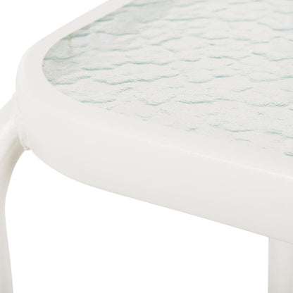 Outdoor Side Table Square Dido Hm5975.02 Metal In White-glass 40x40x40hcm.