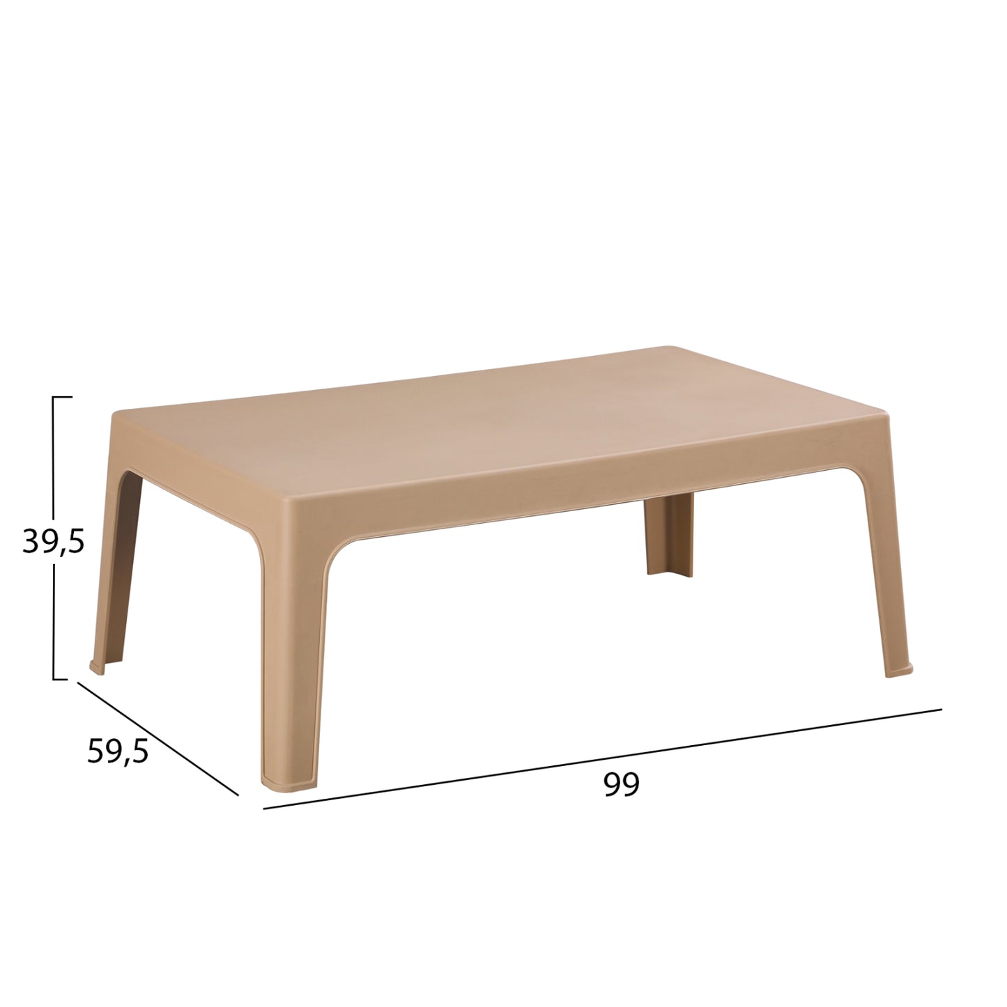 Rectangular Coffee Table Sleek Hm6367.03 Polypropylene In Cappuccino 105x64x40hcm.