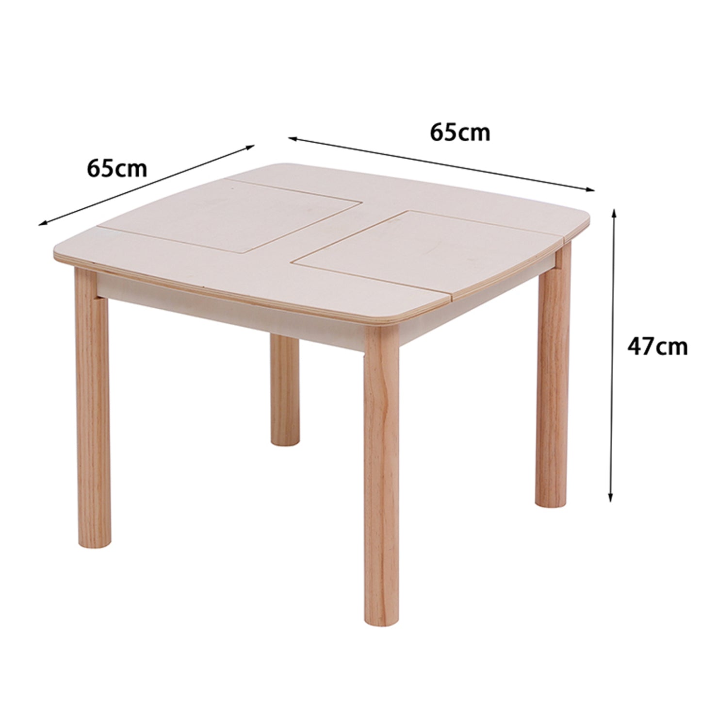 Kids' Table With Storage Space Ricki Hm18339.01 Mdf & Birch Wood In Natural 65x65x47hcm.