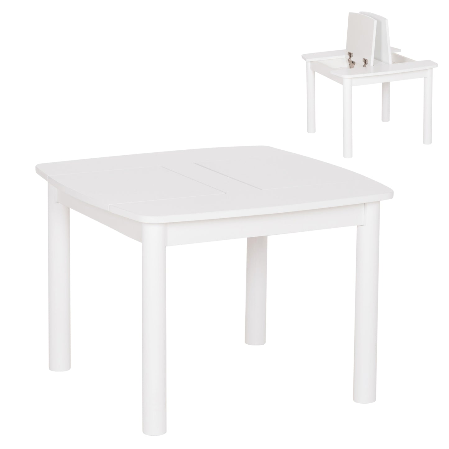 Kids' Table With Storage Space Ricki Hm18339.03 Mdf & Birch Wood In White 65x65x47hcm.