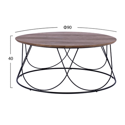 Coffee Table Zena With Mdf Top And Metallic Black Frame Φ90x40Ηcm.ΗΜ8690