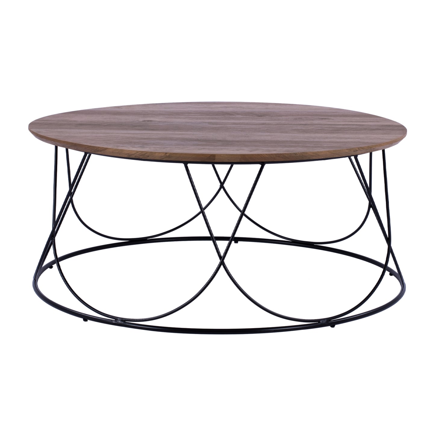 Coffee Table Zena With Mdf Top And Metallic Black Frame Φ90x40Ηcm.ΗΜ8690