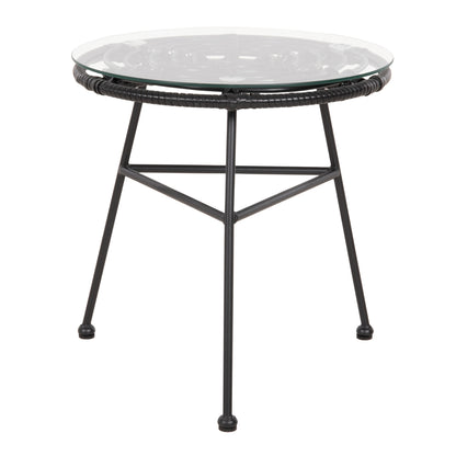 Side Table Round Black Metal Allegra Hm5459.12 Black Wicker-glass Φ45x46hcm.