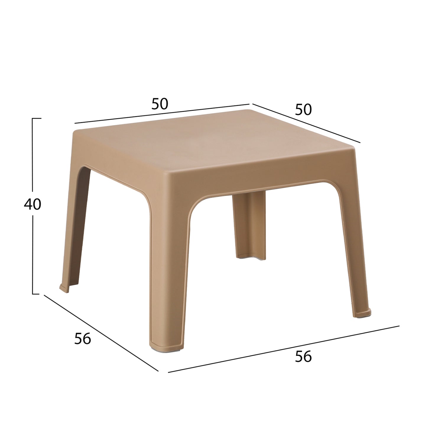 Square Coffee Table Sleek Hm6371.03 Polypropylene In Cappuccino 56x56x40hcm.