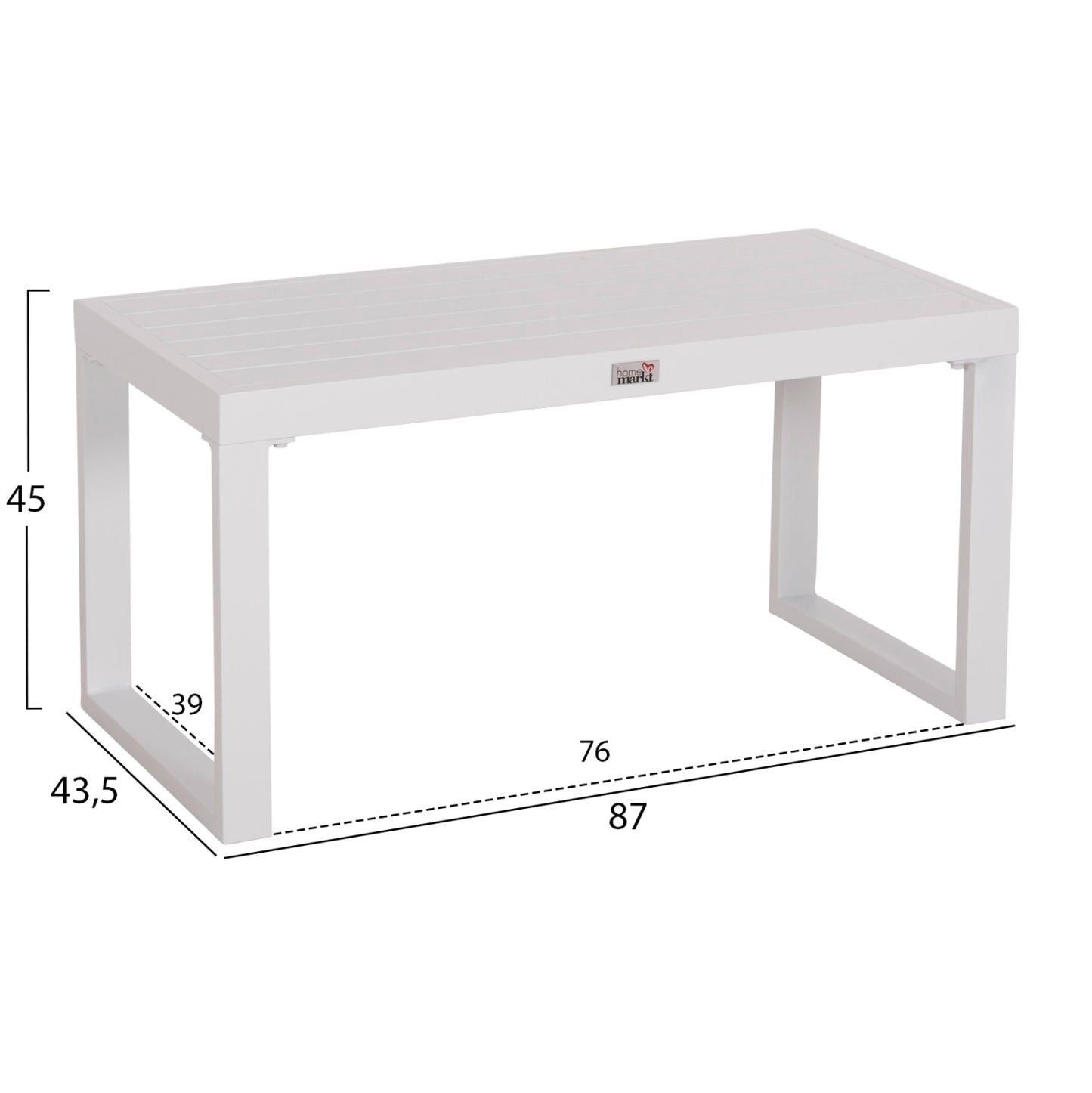 Sunlounger Side Table Sentry Hm6275.01 Aluminum In White 87x43,5x45hcm.