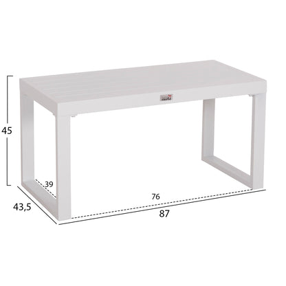 Sunlounger Side Table Sentry Hm6275.01 Aluminum In White 87x43,5x45hcm.