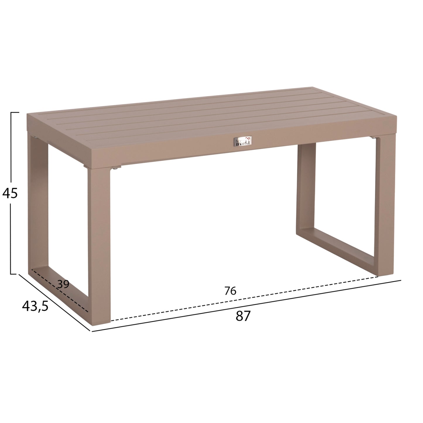 Sunlounger Side Table Sentry Hm6275.04 Aluminum In Cappuccino 87x43,5x45hcm.