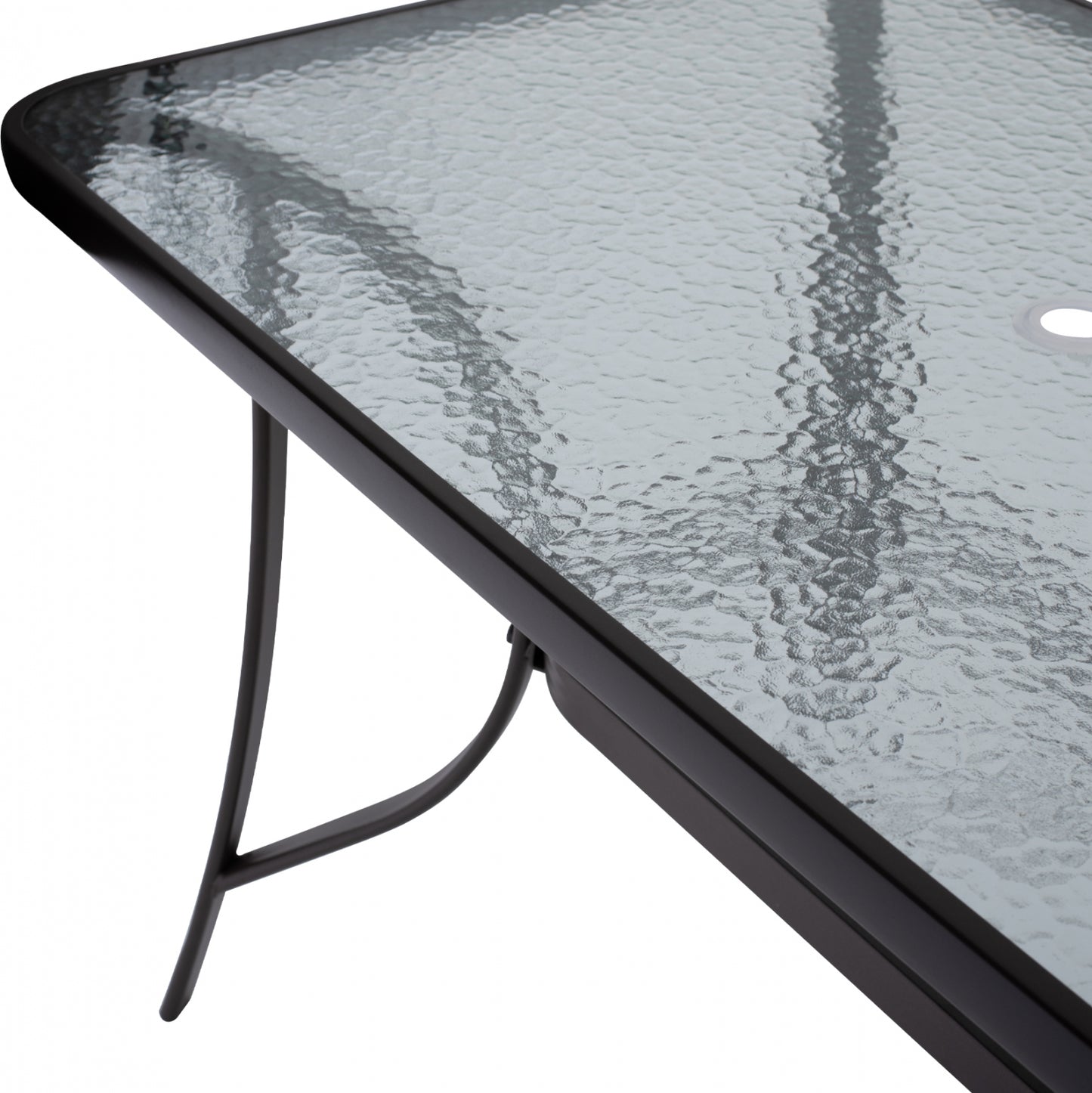 Outdoor Table Brown Metal Glass Top With Umbrella Hole 120Χ70Χ72hcm.hm5021.12