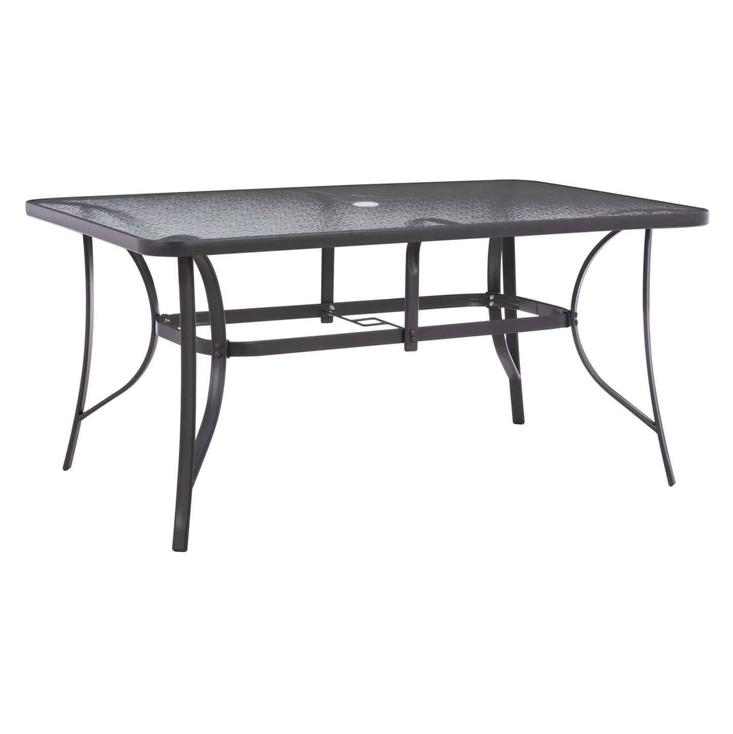Table 150x90Χ75cm. Metallic Rectangular Gray With Umbrella Hole D38cm Hm5145.11