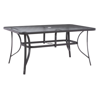 Table 150x90Χ75cm. Metallic Rectangular Gray With Umbrella Hole D38cm Hm5145.11