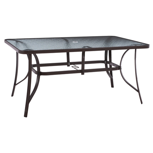 Table 150x90Χ75cm. Metallic Rectangular In Brown With Umbrella Hole D38cm Hm5145.12