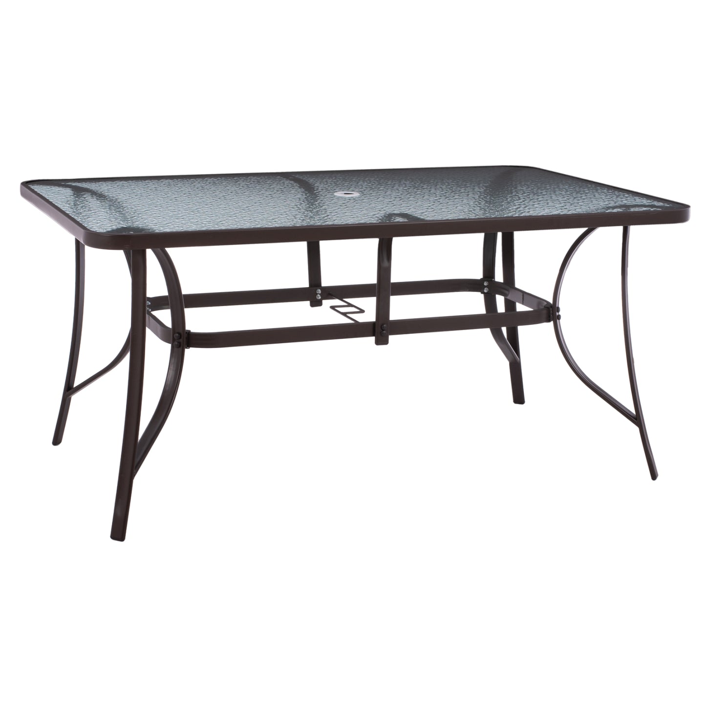 Table 150x90Χ75cm. Metallic Rectangular In Brown With Umbrella Hole D38cm Hm5145.12