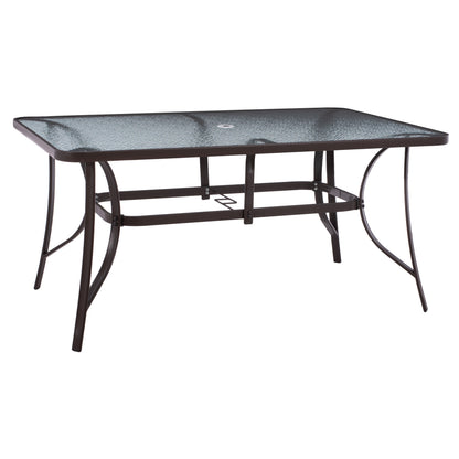 Table 150x90Χ75cm. Metallic Rectangular In Brown With Umbrella Hole D38cm Hm5145.12