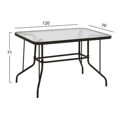 Outdoor Metallic Table Brown Hm5679.02 Brown With Reinforced Glass Top 120Χ70Χ71hcm.