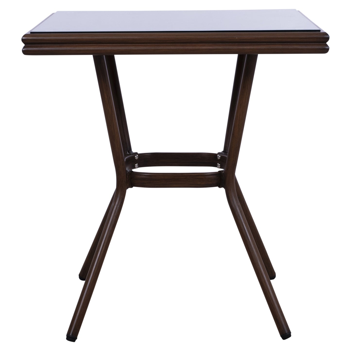 Aluminum Table 70x70x76h Bamboo Look Hm5568.03 Brown With Glass