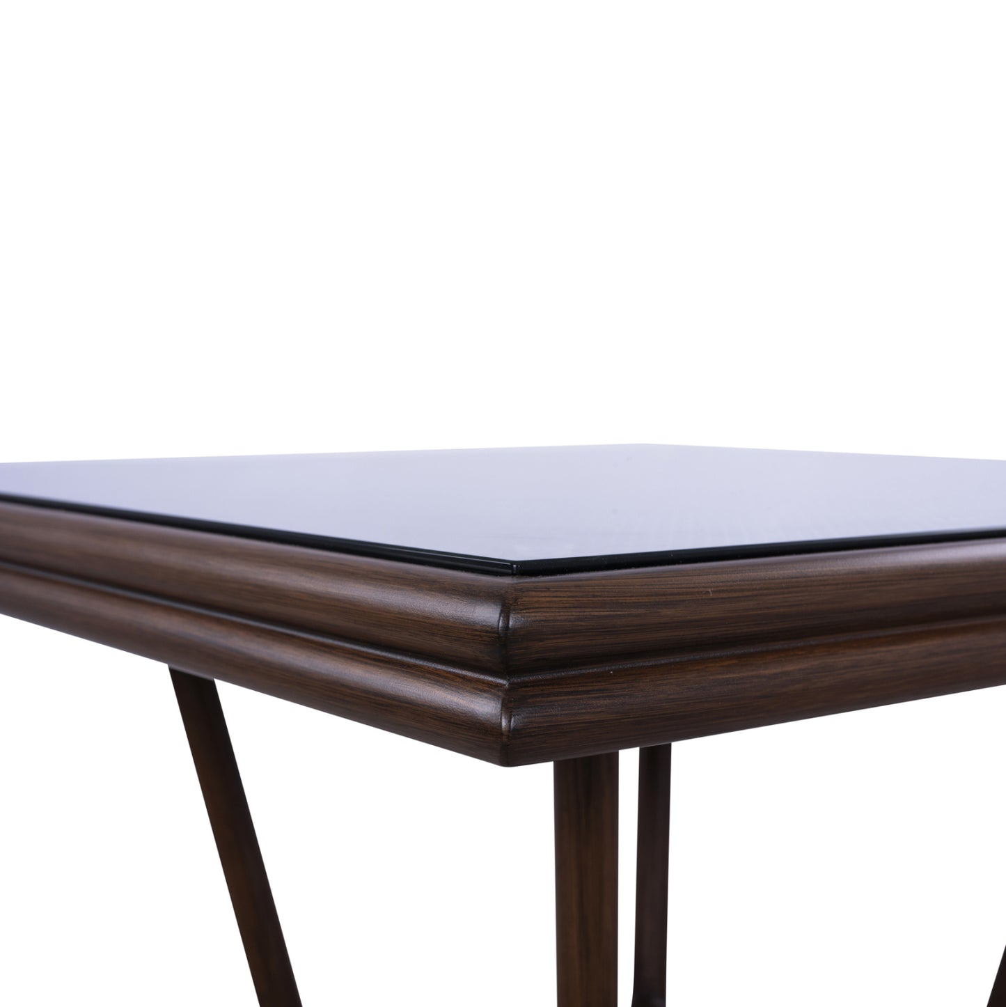 Aluminum Table 70x70x76h Bamboo Look Hm5568.03 Brown With Glass