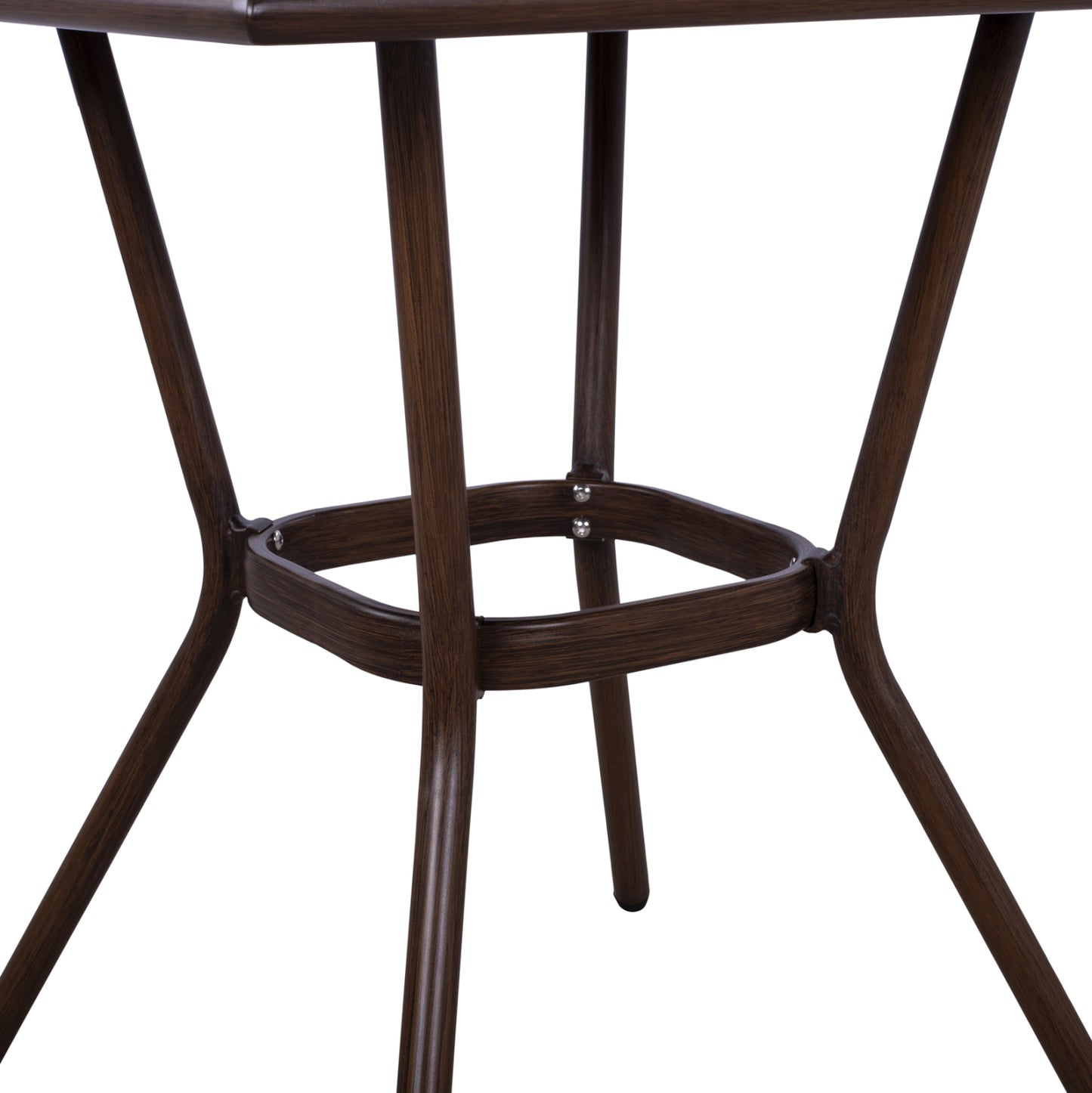 Aluminum Table 70x70x76h Bamboo Look Hm5568.03 Brown With Glass