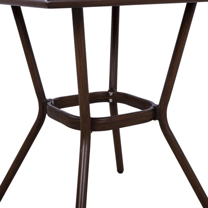 Aluminum Table 70x70x76h Bamboo Look Hm5568.03 Brown With Glass