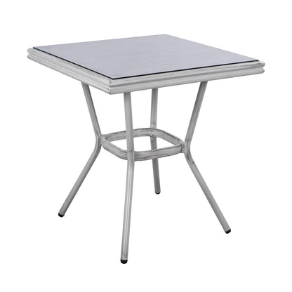 Aluminum Table 70x70x76 Bamboo Look Hm5568.01 White Patina With Glass