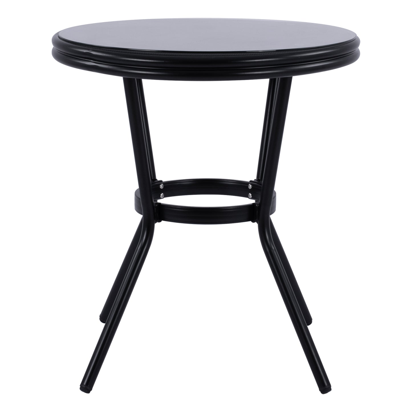 Aluminum Table '70cm Bamboo Look Hm5532.02 Black With Glass Φ70x76 Cm