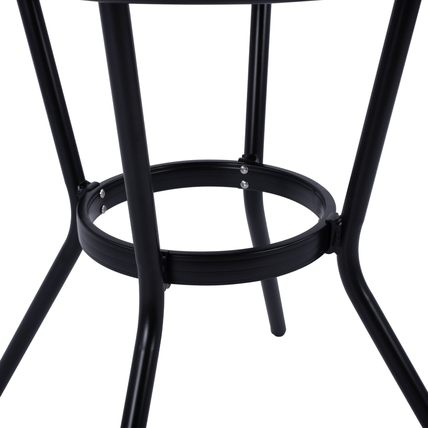 Aluminum Table '70cm Bamboo Look Hm5532.02 Black With Glass Φ70x76 Cm