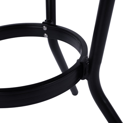 Aluminum Table '70cm Bamboo Look Hm5532.02 Black With Glass Φ70x76 Cm