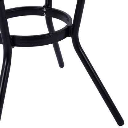 Aluminum Table '70cm Bamboo Look Hm5532.02 Black With Glass Φ70x76 Cm