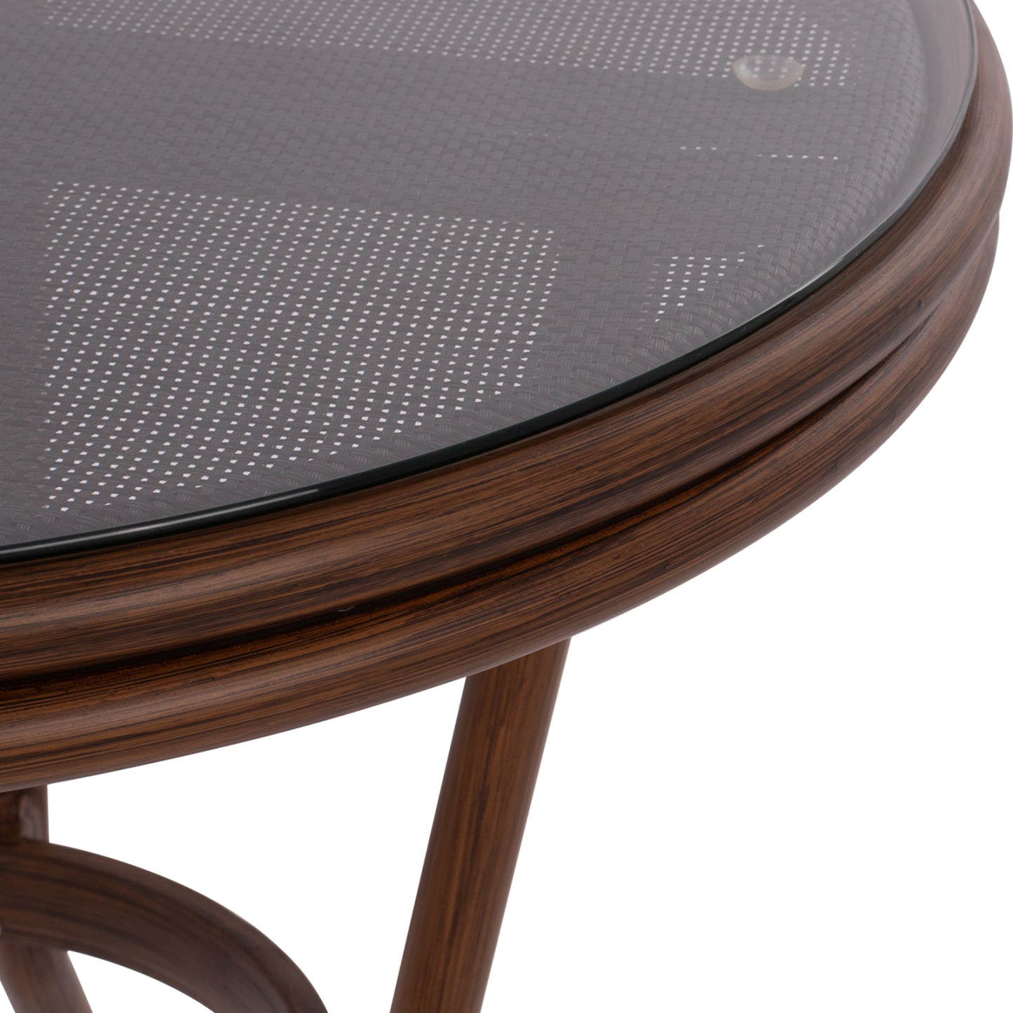 Aluminum Table '70x70 Cm. Bamboo Look Hm5532.03 Brown With Glass