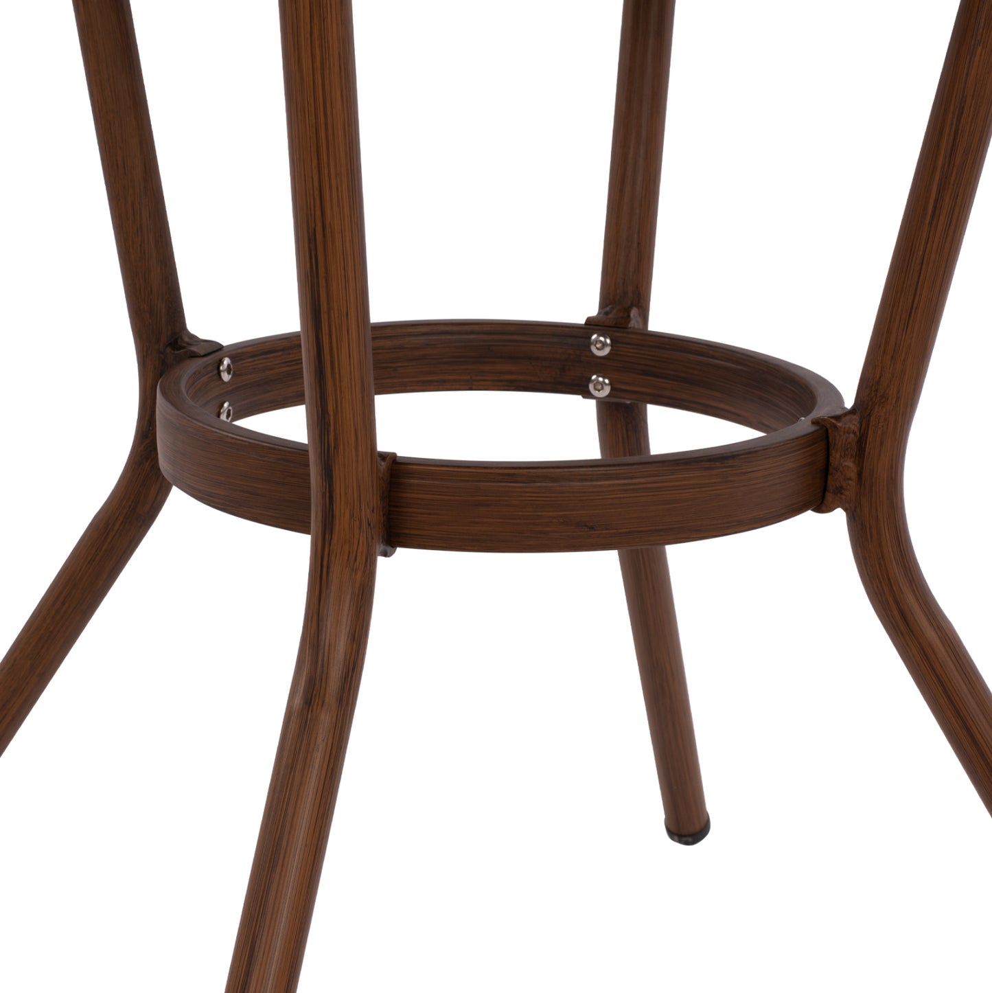 Aluminum Table '70x70 Cm. Bamboo Look Hm5532.03 Brown With Glass