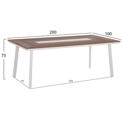 Aluminum Dining Table Taber Hm5131.11 White Color With Polywood Top 200x100x75hcm.