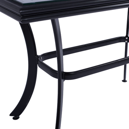 Aluminum Dining Table Jaxen Hm5533.02 Black With Tempered Glass Top & Textilene 120x70x78hcm.