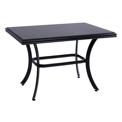 Aluminum Dining Table Jaxen Hm5533.02 Black With Tempered Glass Top & Textilene 120x70x78hcm.