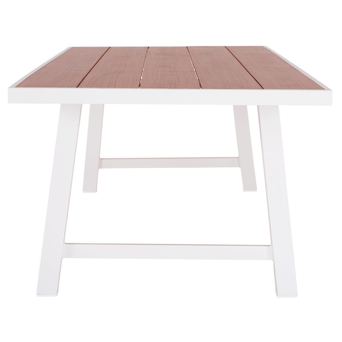 Outdoor Aluminum Table Gobar Hm6060.01 White With Wood-like Tabletop 240Χ105Χ75hcm.