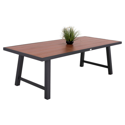Outdoor Aluminum Table Gobar Hm6060.03 Anthracite With Wood-like Tabletop 240Χ105Χ75hcm.