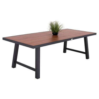 Outdoor Aluminum Table Gobar Hm6060.03 Anthracite With Wood-like Tabletop 240Χ105Χ75hcm.
