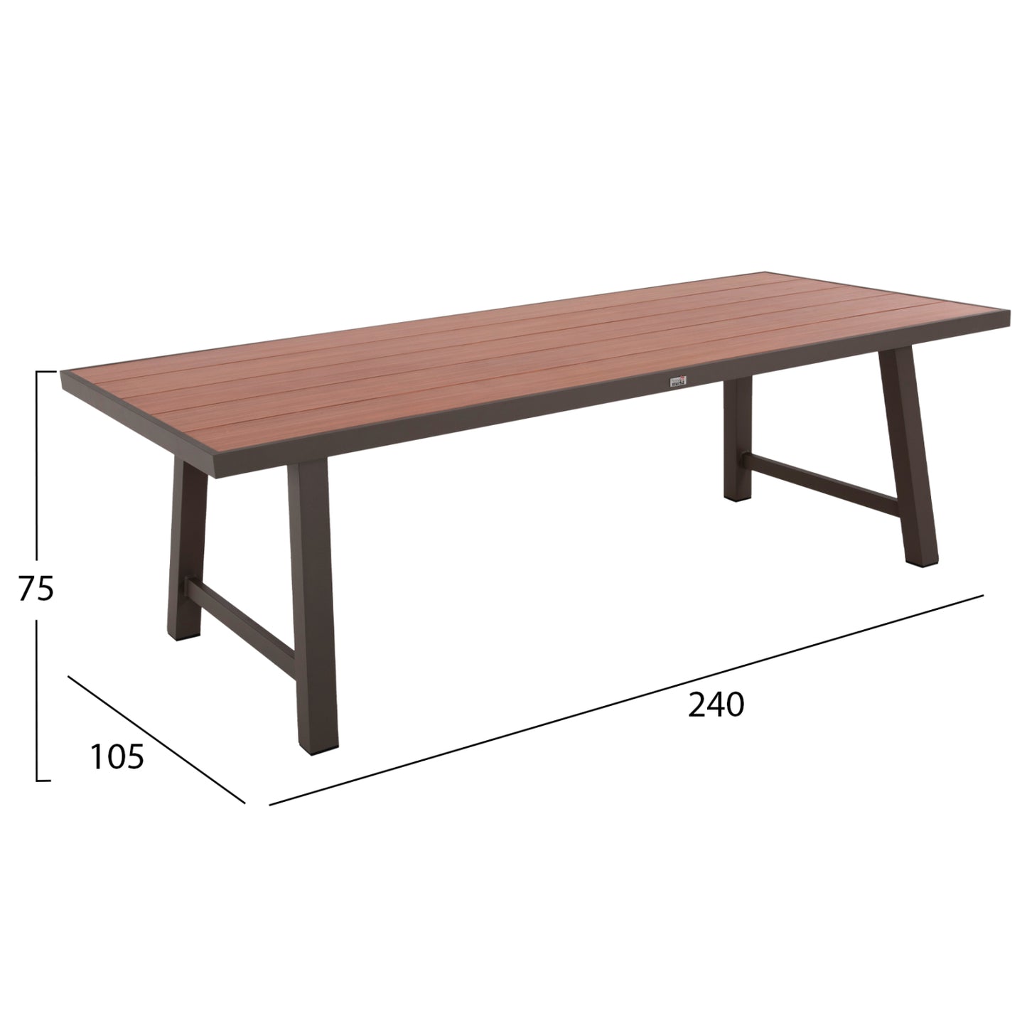 Outdoor Aluminum Table Gobar Hm6060.04 Champagne With Wood-like Tabletop 240Χ105Χ75hcm.