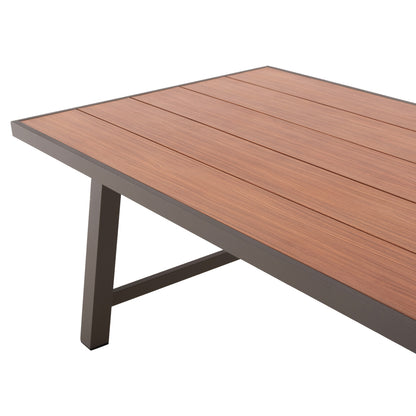 Outdoor Aluminum Table Gobar Hm6060.04 Champagne With Wood-like Tabletop 240Χ105Χ75hcm.