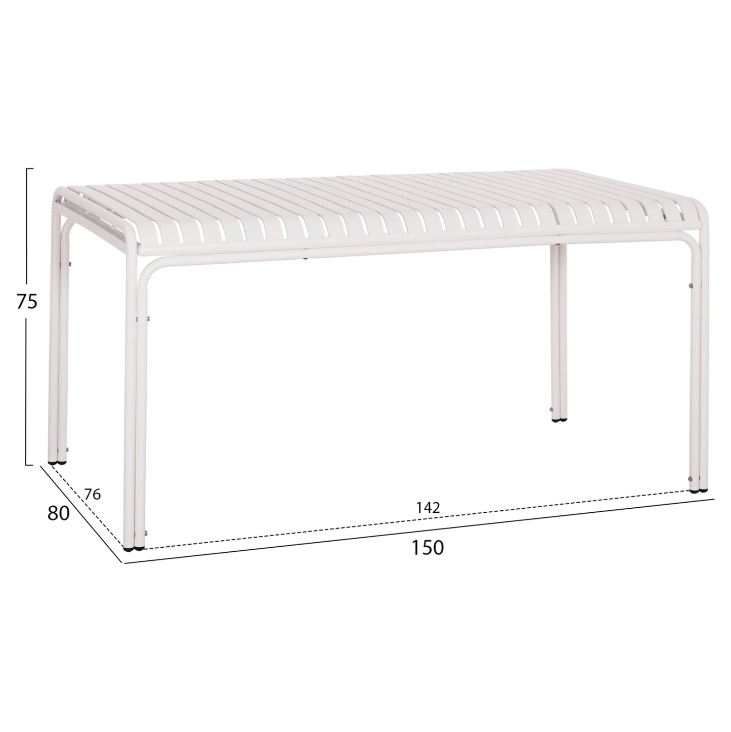 Outdoor Aluminum Table Rachel Hm6339.02 White Color 150x80x75hcm.