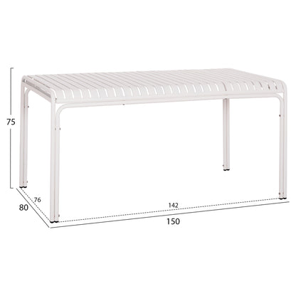 Outdoor Aluminum Table Rachel Hm6339.02 White Color 150x80x75hcm.