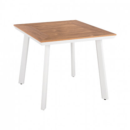 Aluminum Dining Table Square Taber ΗΜ5563.01 White With Polywood Top 80x80x73hcm.